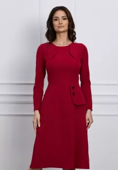 Rochie Moze bordo clos cu nasturi decorativi imagine