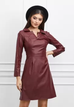 Rochie Moze bordo din piele ecologica imagine