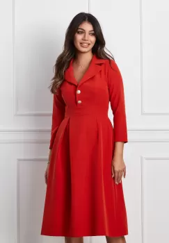 Rochie Moze caramizie cu nasturi la bust imagine