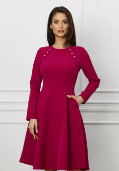 Rochie Moze ciclame cu nasturi decorativi tip perle imagine