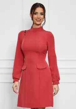 Rochie Moze coniac cu buzunare decorative imagine