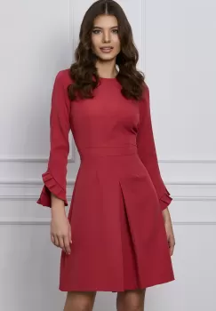 Rochie Moze coniac cu volanase la maneci imagine