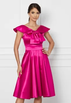 Rochie Moze fucsia cu funda la bust imagine