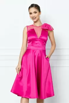 Rochie Moze fucsia cu funda pe umar imagine