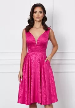 Rochie Moze fucsia fara maneci cu imprimeu discret imagine