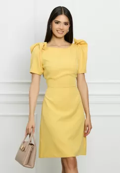 Rochie Moze galbena cu funde la umeri imagine
