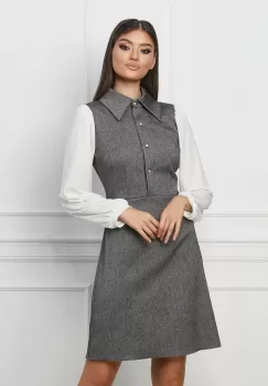 Rochie Moze gri cu nasturi pe bust imagine