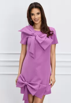 Rochie Moze lila cu funde maxi pe fata imagine