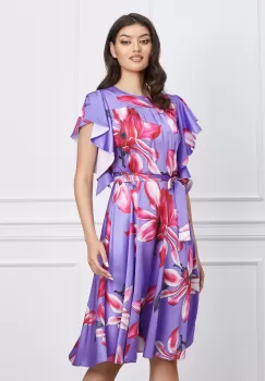 Rochie Moze lila cu imprimeuri florale imagine