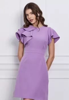 Rochie Moze lila cu volane pe un umar imagine