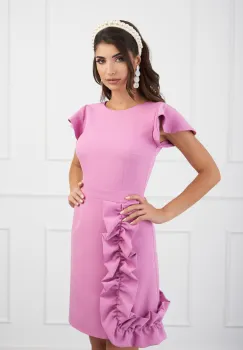 Rochie Moze lila evazata cu volan imagine