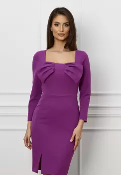 Rochie Moze magenta cu funda maxi pe bust imagine