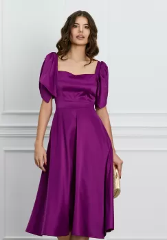 Rochie Moze magenta cu funda pe umar imagine