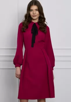 Rochie Moze magenta cu guler si funda imagine