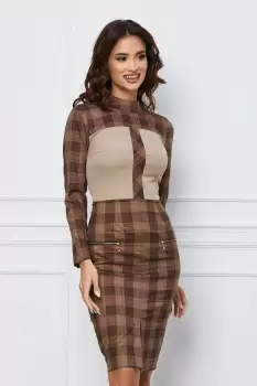 Rochie Moze maro cu carouri imagine