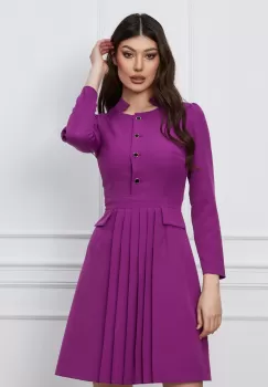 Rochie Moze mov cu nasturi la bust si pliuri pe fusta imagine