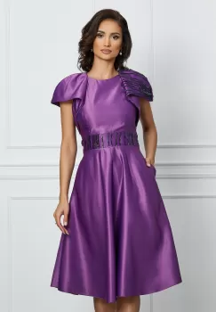 Rochie Moze mov cu paiete in talie si pe maneca imagine