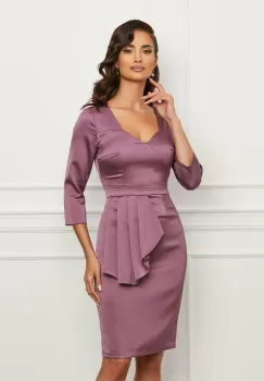 Rochie Moze mov cu peplum in talie imagine