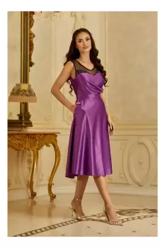 Rochie Moze mov cu tull si paiete la bust imagine