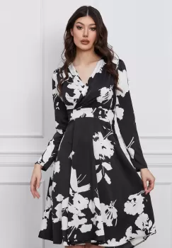 Rochie Moze neagra cu imprimeuri albe imagine