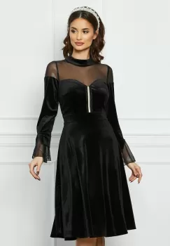 Rochie Moze neagra cu tull la bust imagine
