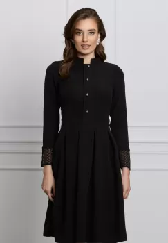 Rochie Moze neagra in clos cu nasturi decorativi pe bust imagine