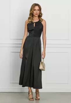 Rochie Moze neagra lunga cu perle la bust imagine