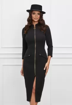 Rochie Moze neagra midi cu fermoar imagine