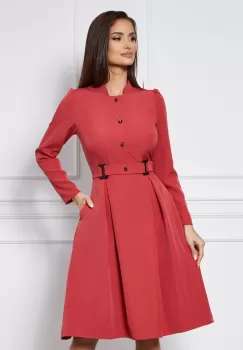 Rochie Moze office coniac cu nasturi decorativi imagine