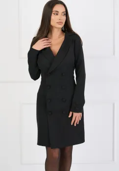 Rochie Moze office din stofa tip sacou neagra imagine