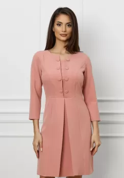 Rochie Moze peach cu nasturi pe bust imagine