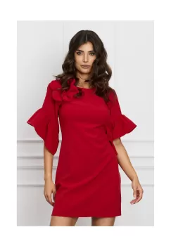 Rochie Moze rosie cu floare maxi pe bust imagine