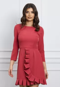 Rochie Moze roz coniac cu volanas pe fusta imagine