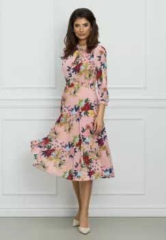 Rochie Moze roz cu imprimeuri florale imagine