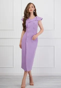 Rochie Moze tip sacou lila cu nasturi imagine