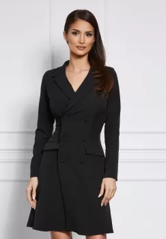 Rochie Moze tip sacou neagra cu pliuri imagine