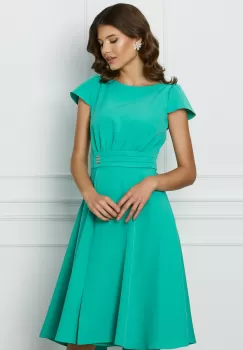 Rochie Moze turcoaz clos cu accesoriu in talie imagine