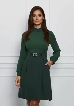 Rochie Moze verde cu catarama in talie imagine