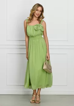 Rochie Moze verde cu flori 3D la bust imagine
