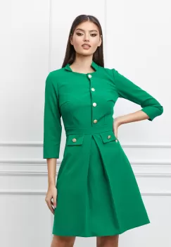 Rochie Moze verde cu nasturi pe bust imagine