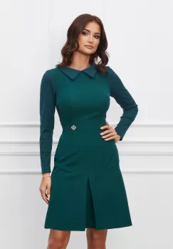 Rochie Moze verde cu pliu pe fusta imagine