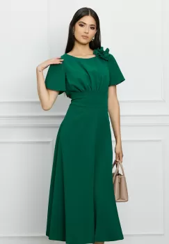 Rochie Moze verde cu trandafir pe umar imagine