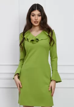 Rochie Moze verde fistic cu volanas la bust imagine