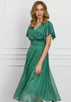 Rochie Moze verde midi cu glitter imagine