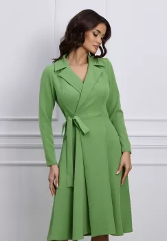 Rochie Moze verde petrecuta cu cordon in talie imagine