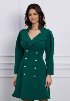 Rochie Moze verde tip sacou cu doua randuri de nasturi imagine