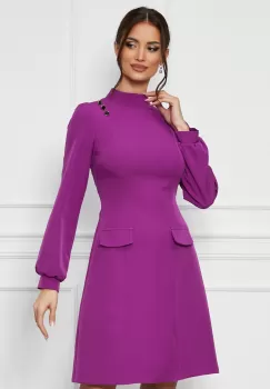 Rochie Moze violet cu buzunare decorative imagine