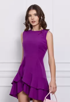 Rochie Moze violet cu volane pe fusta imagine
