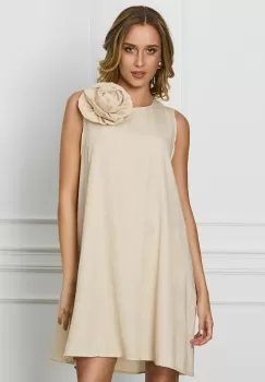 Rochie Nadia bej cu trandafir maxi detasabil imagine