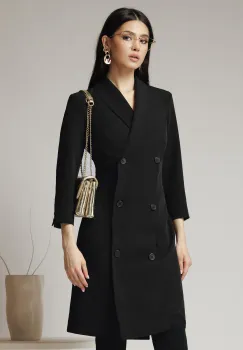 Rochie office din stofa neagra tip sacou imagine